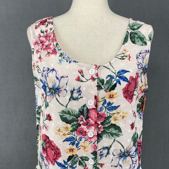 Vtg 80s 90s NOS Brights Creek Cottage Garden Midi Dress Romantic Boho 14? Floral - Picture 5 of 15